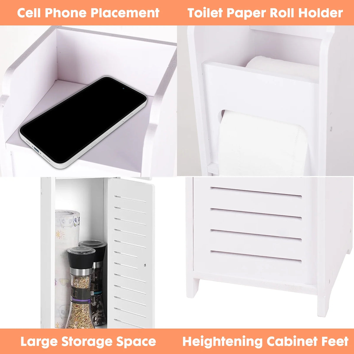 White Freestanding Bathroom Storage Shelf E71966