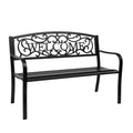 Outdoor Bench with Plastic Floral Design Backrest N178970