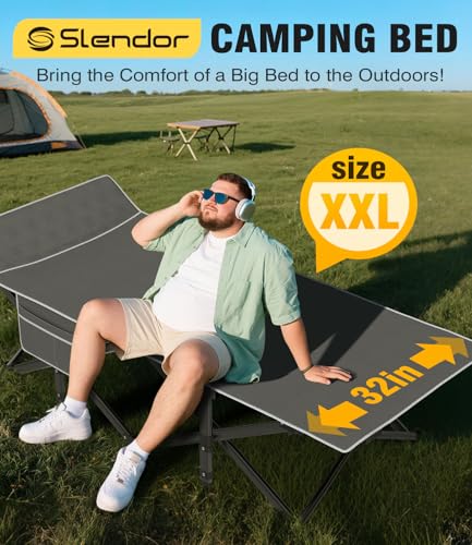 Black Folding Camping Cot with Carry Bag B9712