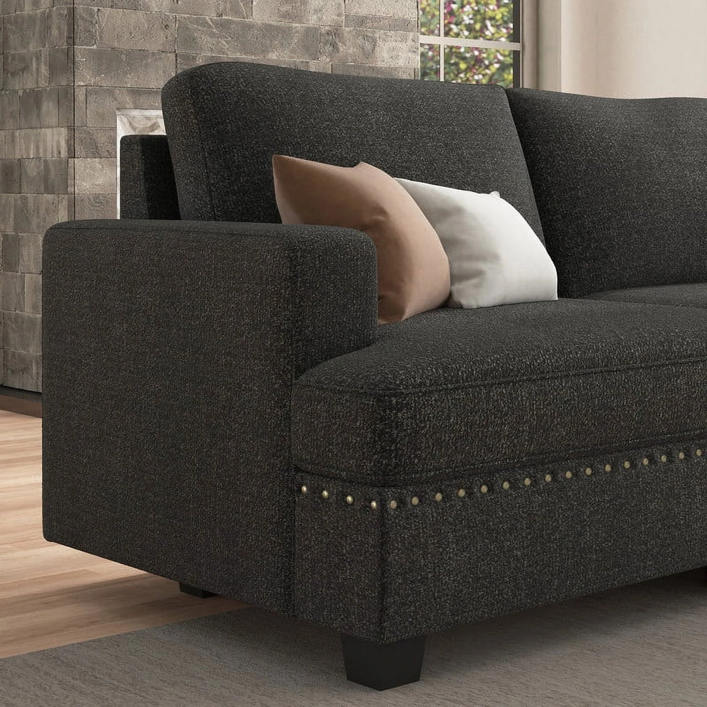 Dark Grey U Shaped Modular Sectional Sofa with Storage Ottoman N4942