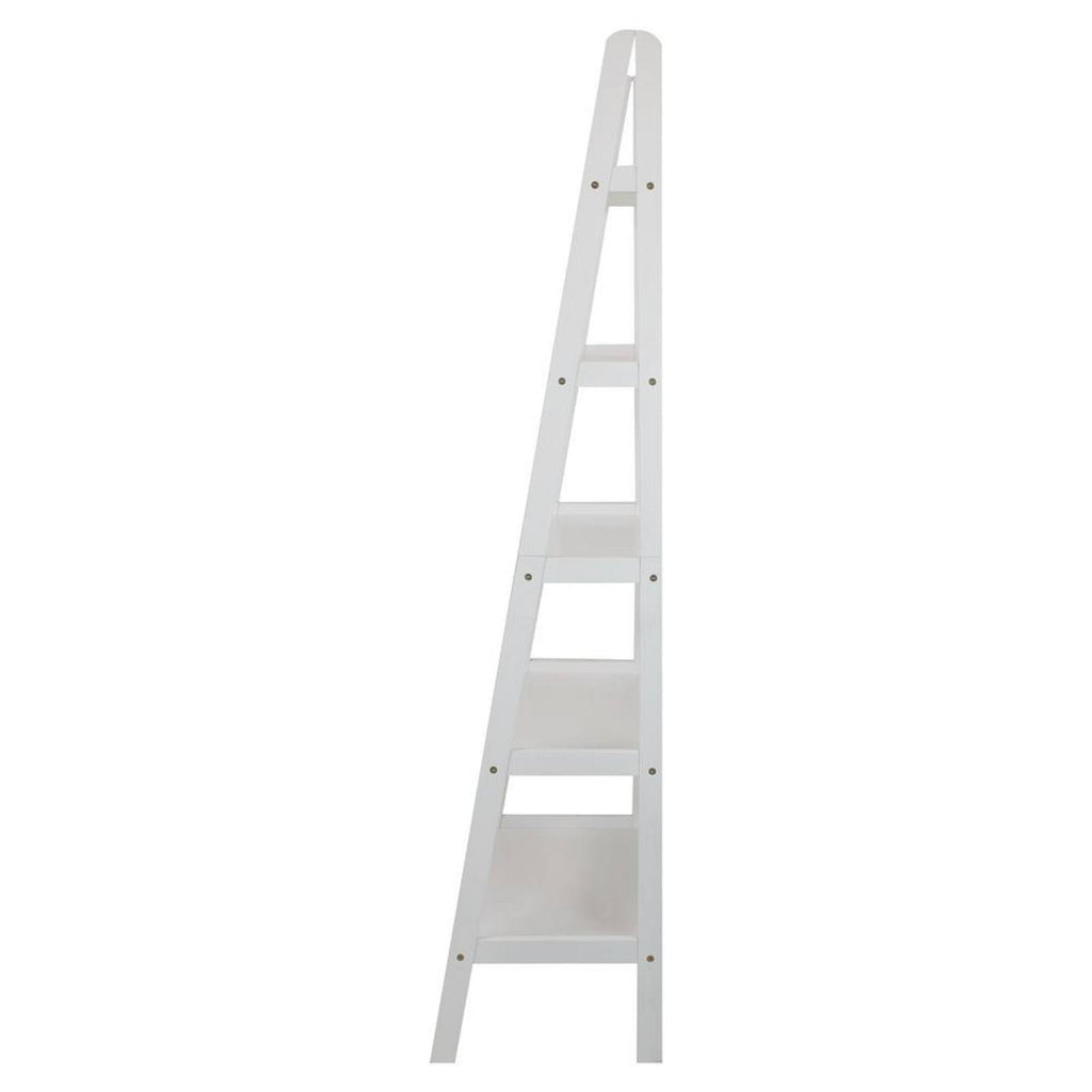 White 5-Shelf Ladder Bookcase F766