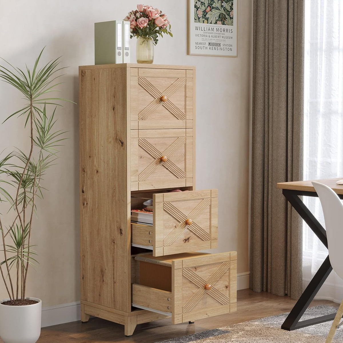 Natural 4-Drawer File Cabinet K355
