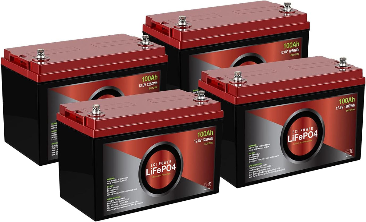 12V 100Ah Lithium LiFePO4 Deep Cycle Rechargeable Battery 2 Pack E77832