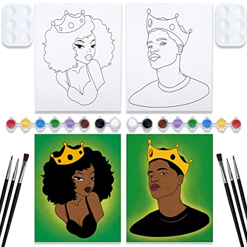 2 Pack Pre Drawn Stretched Canvases Paint Art Set 8x10 Q15415