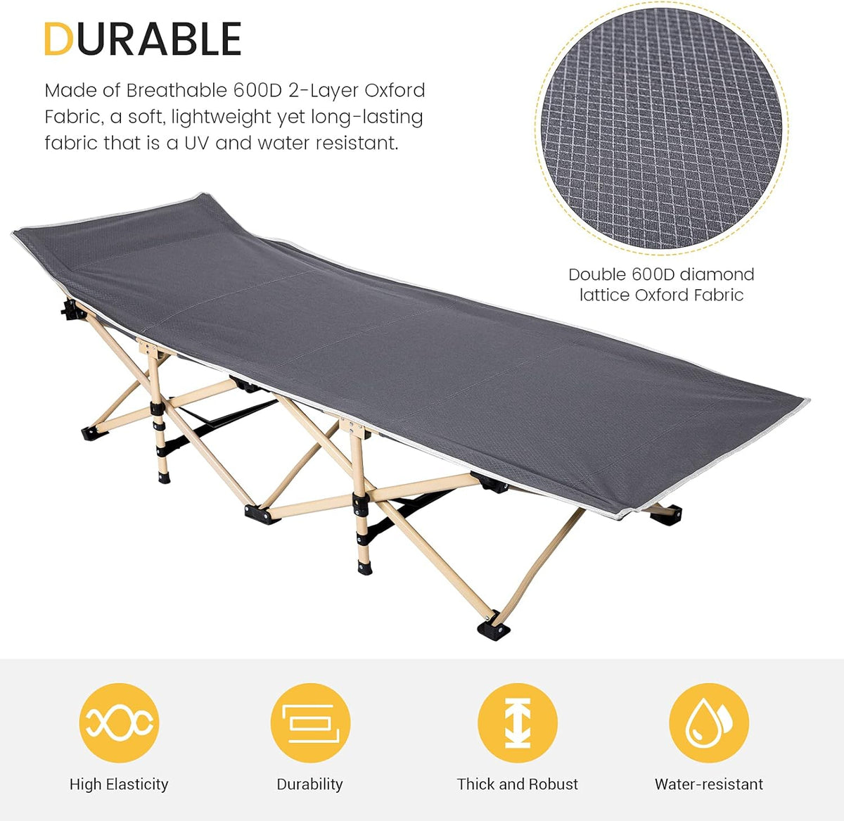 Folding Bed Camping Cot Grey J18606