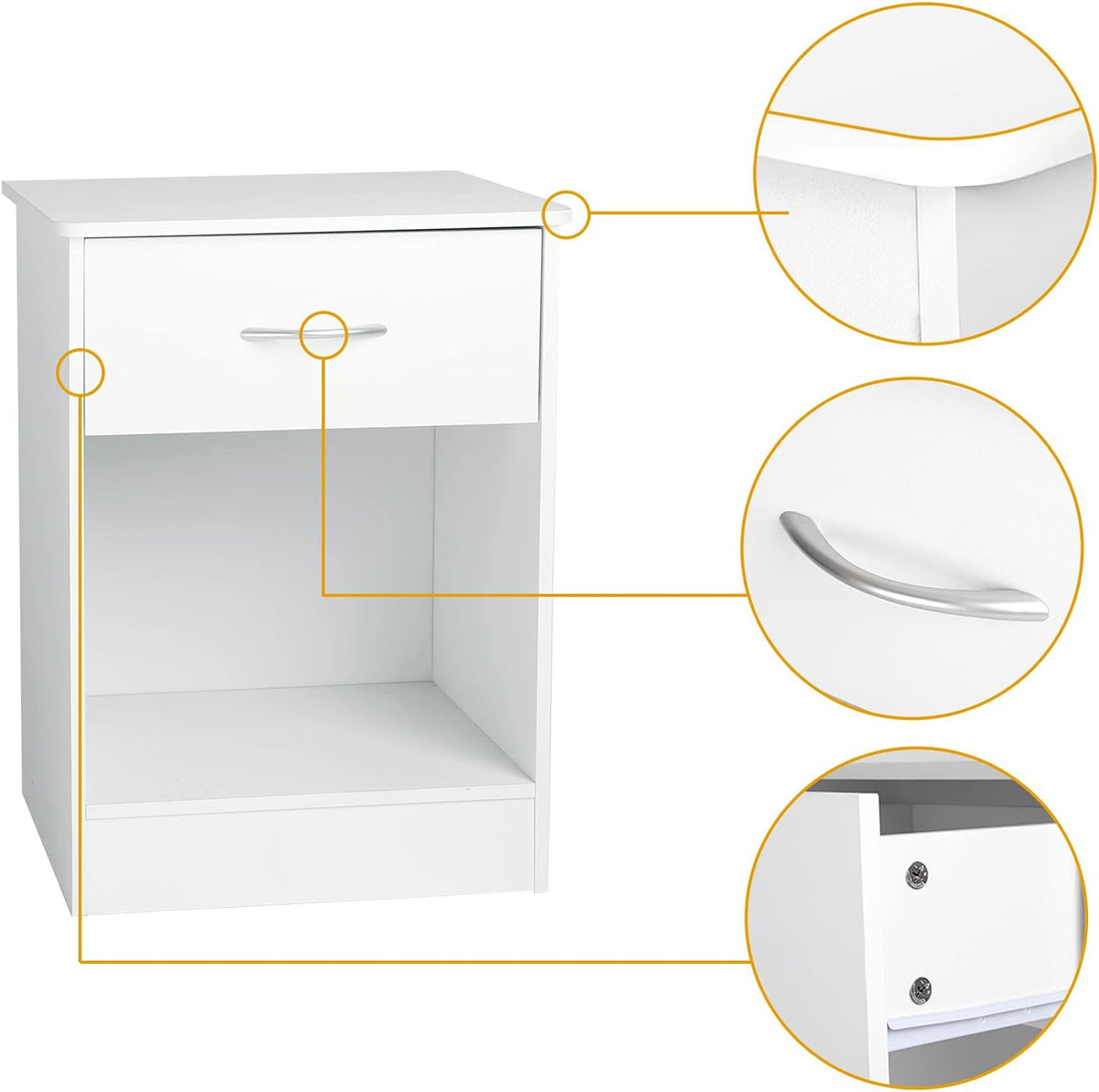 White Nightstand with Drawer M104