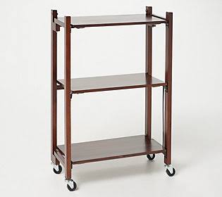 3-Tier Collapsible Acacia Wood Storage Rack S90399