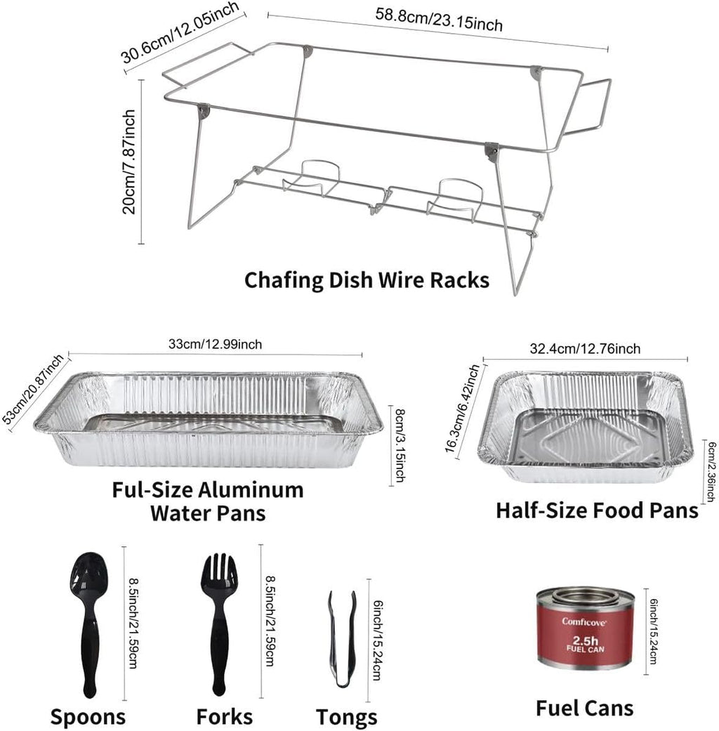33 Piece Disposable Chafing Dish Buffet Set with 2.5 oz Fuel Cans A5444