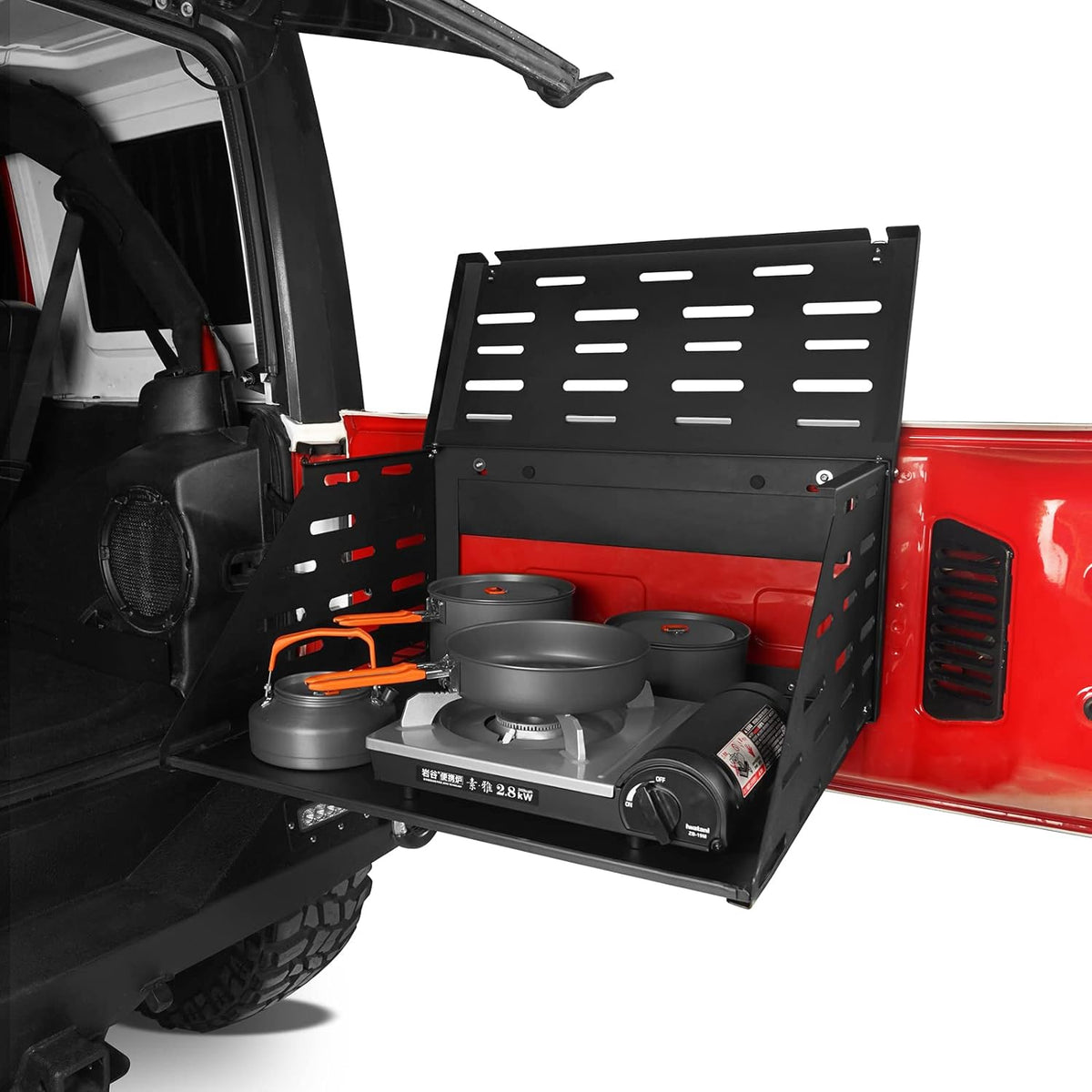 2-Tier Foldable Tailgate Table Camping Cargo Shelf Q4710
