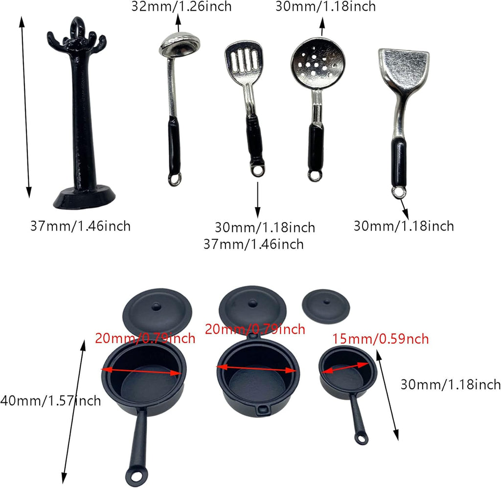 Miniature Kitchen Cookware Accessories Mini Pot Dish Knife Fork Q518