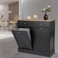Double Tilt Out Trash Cabinet with Two Wood Drawers, Gray A730