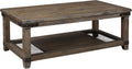 Light Brown Lift Top Cocktail Table with Cupholders and Casters K152808