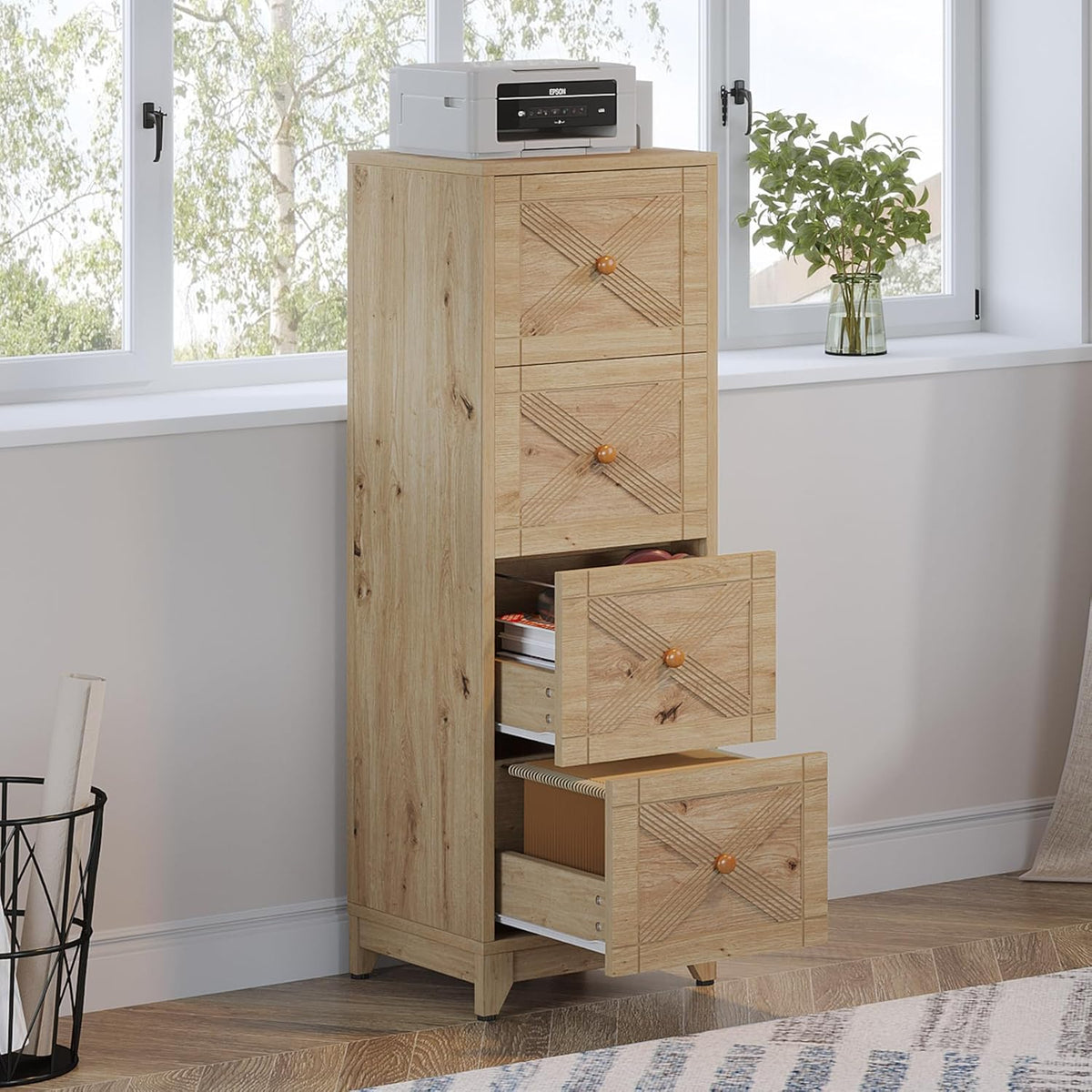 Natural 4-Drawer File Cabinet K355