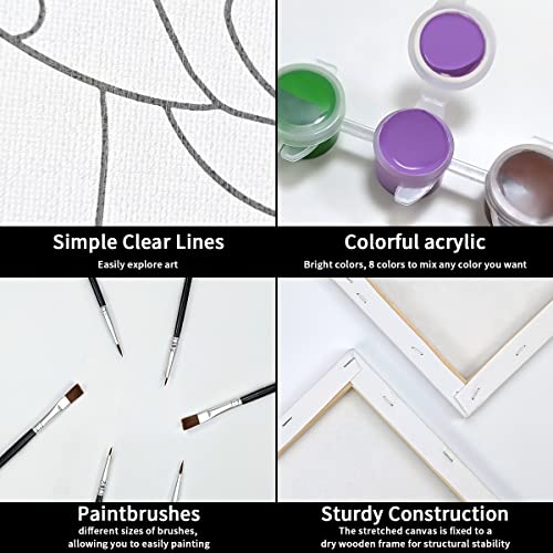 2 Pack Pre Drawn Stretched Canvases Paint Art Set 8x10 Q15415