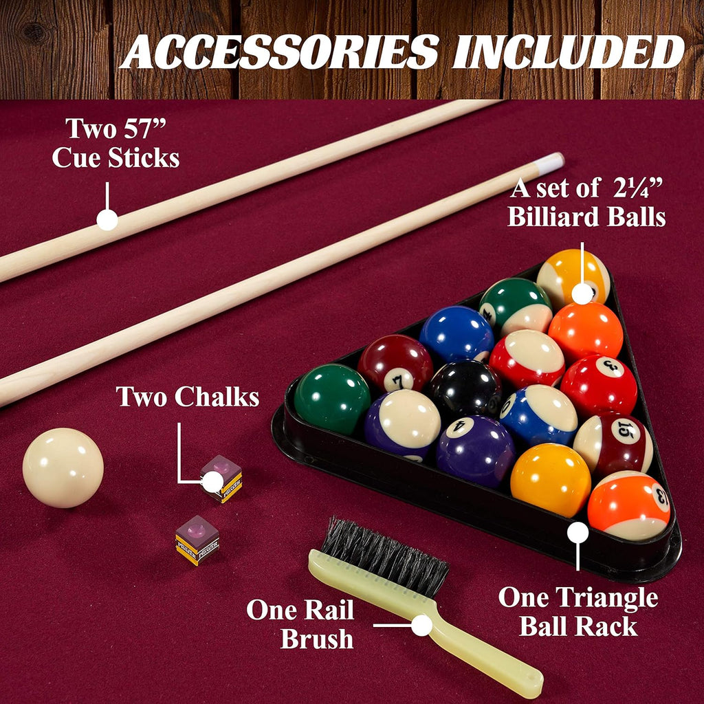 7.5' Drop Pocket Table with Pool Ball and Cue Stick Set V642671