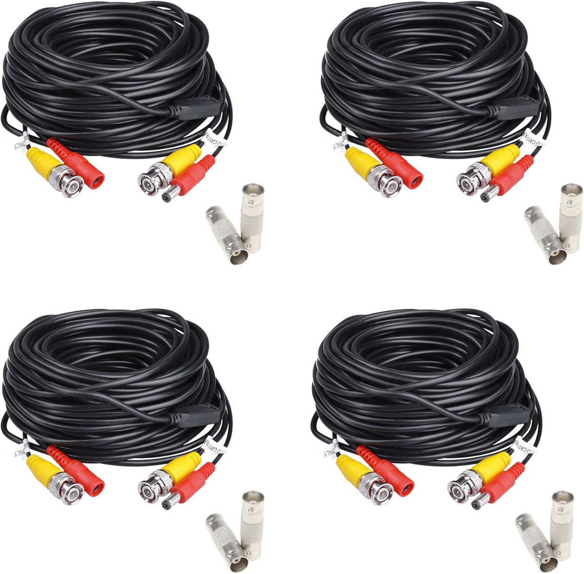 200ft BNC Video and Power Cable 4 Pack Black R1713