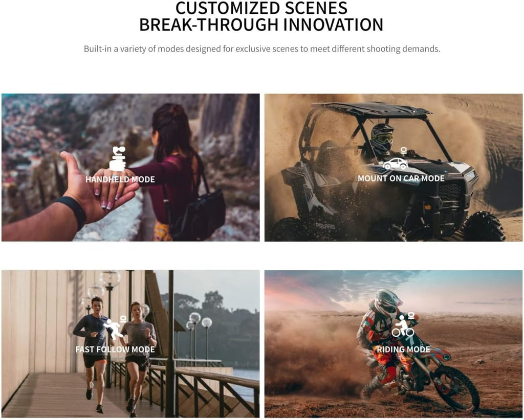 4K Action Camera with 3-Axis Gimbal, 130° View, Magnetic Body, 4x Zoom, 512G Card Slot, Pack of 2 E139777