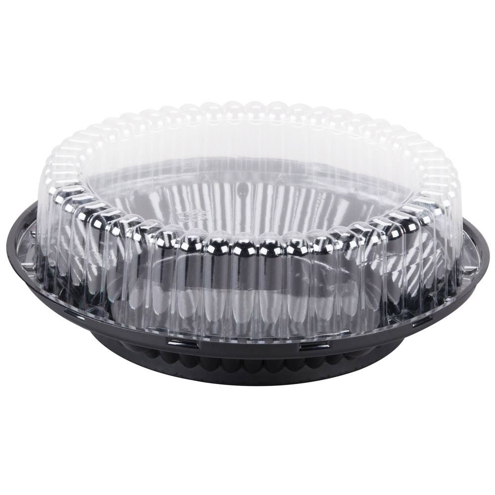 9x22 Black Pie Container with Clear High Dome Lid W29100