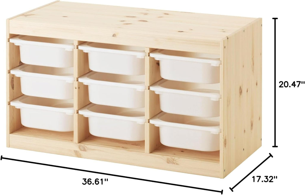 Light white stained pine storage combination with boxes, 93x44x52 cm C8020