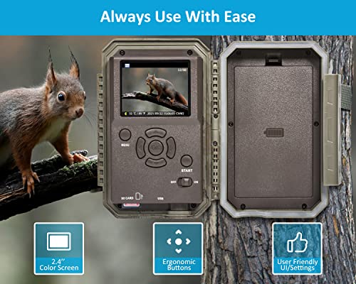 64MP 1296p HD Video Trail Camera with 100ft Night Vision Motion Activated Waterproof Y875604