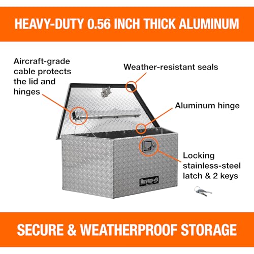 Aluminum Trailer Tongue Box, 18.3 x 16.1 x 33.4 Inch, Silver Diamond Tread Y5132