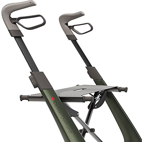 Carbon Overland All Terrain rollator with Big Pneumatic Wheels Foldable with seat Defender Green M7235