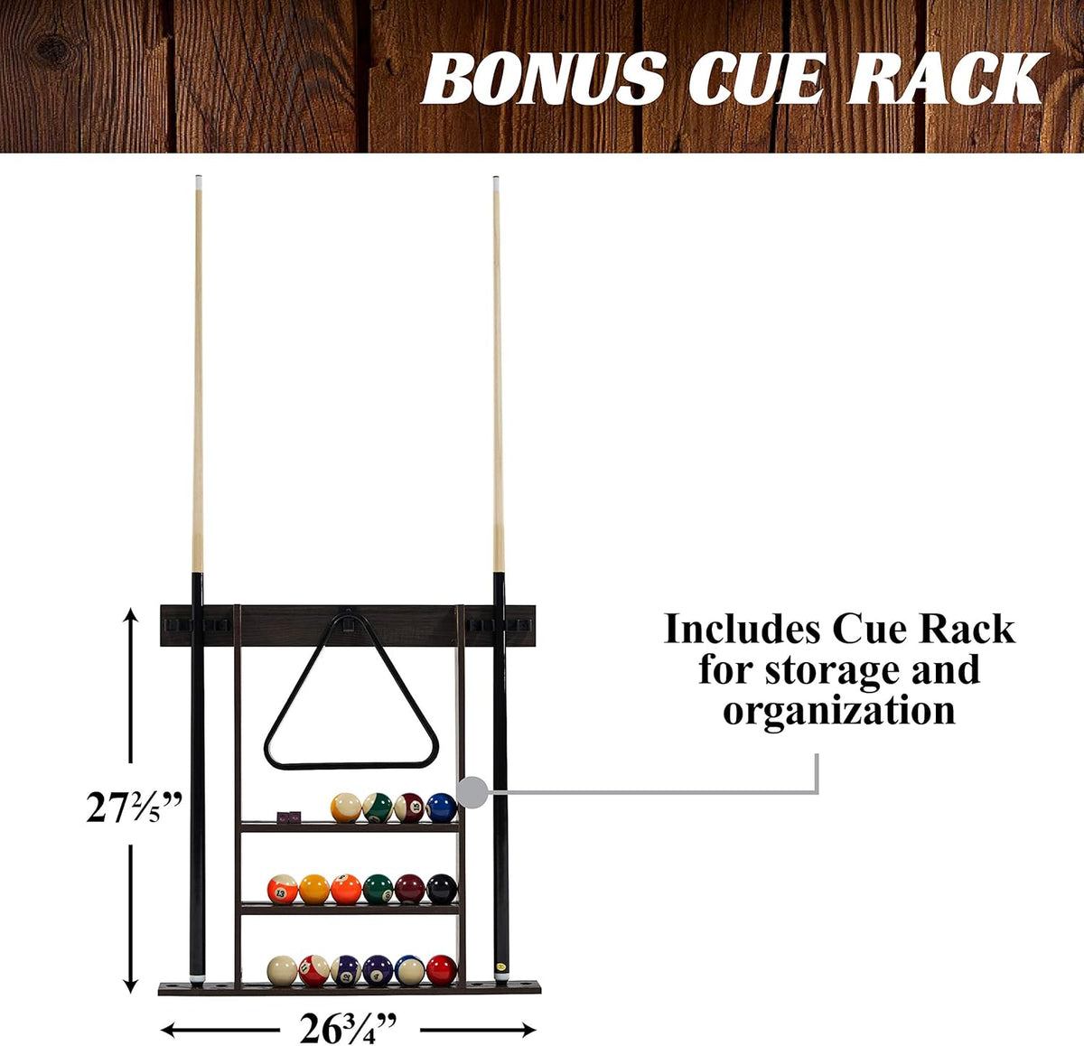 7.5' Drop Pocket Table with Pool Ball and Cue Stick Set V642671