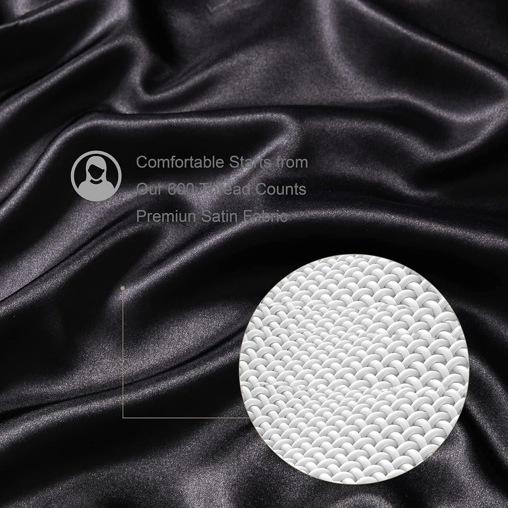 Black Cooling Satin Throw Blanket (90'' x 90'') N475967