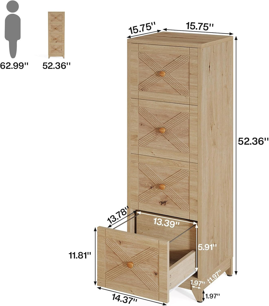 Natural 4-Drawer File Cabinet K355