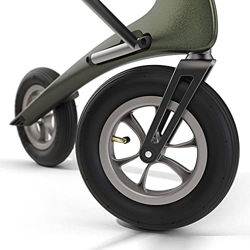 Carbon Overland All Terrain rollator with Big Pneumatic Wheels Foldable with seat Defender Green M7235