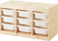 Light white stained pine storage combination with boxes, 93x44x52 cm C8020