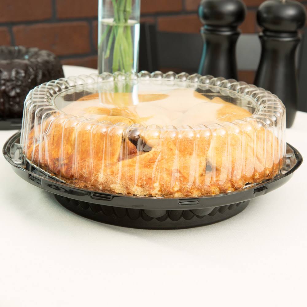 9x22 Black Pie Container with Clear High Dome Lid W29100