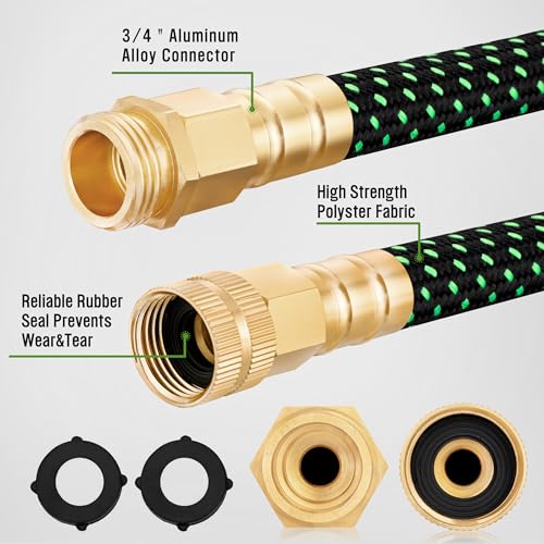 50ft Non Expandable Water Hose with 8 Watering Spray Nozzle N365