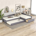 L Shaped Upholstered Double Size Daybed with Trundle and Storage Drawer, Gray R511210