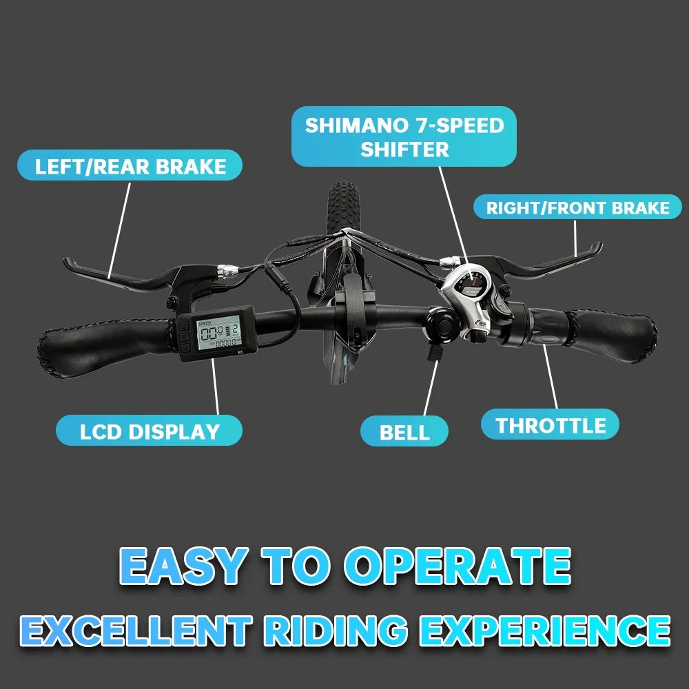 Foldable 20" 500W 36V Electric Bicycle Fat Tire Removable Battery 7 Speed D146764