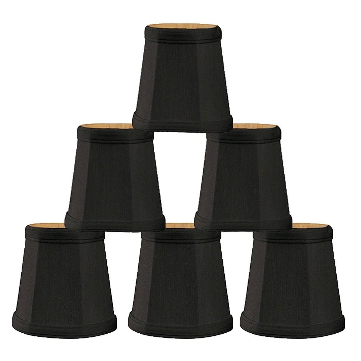 Silk Bell Candelabra Shade Set of 6 Black Gold P3989