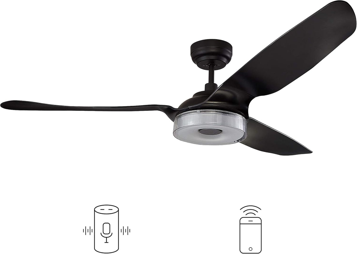 Black 56 3 Blade Smart Ceiling Fan with Remote Control F84402