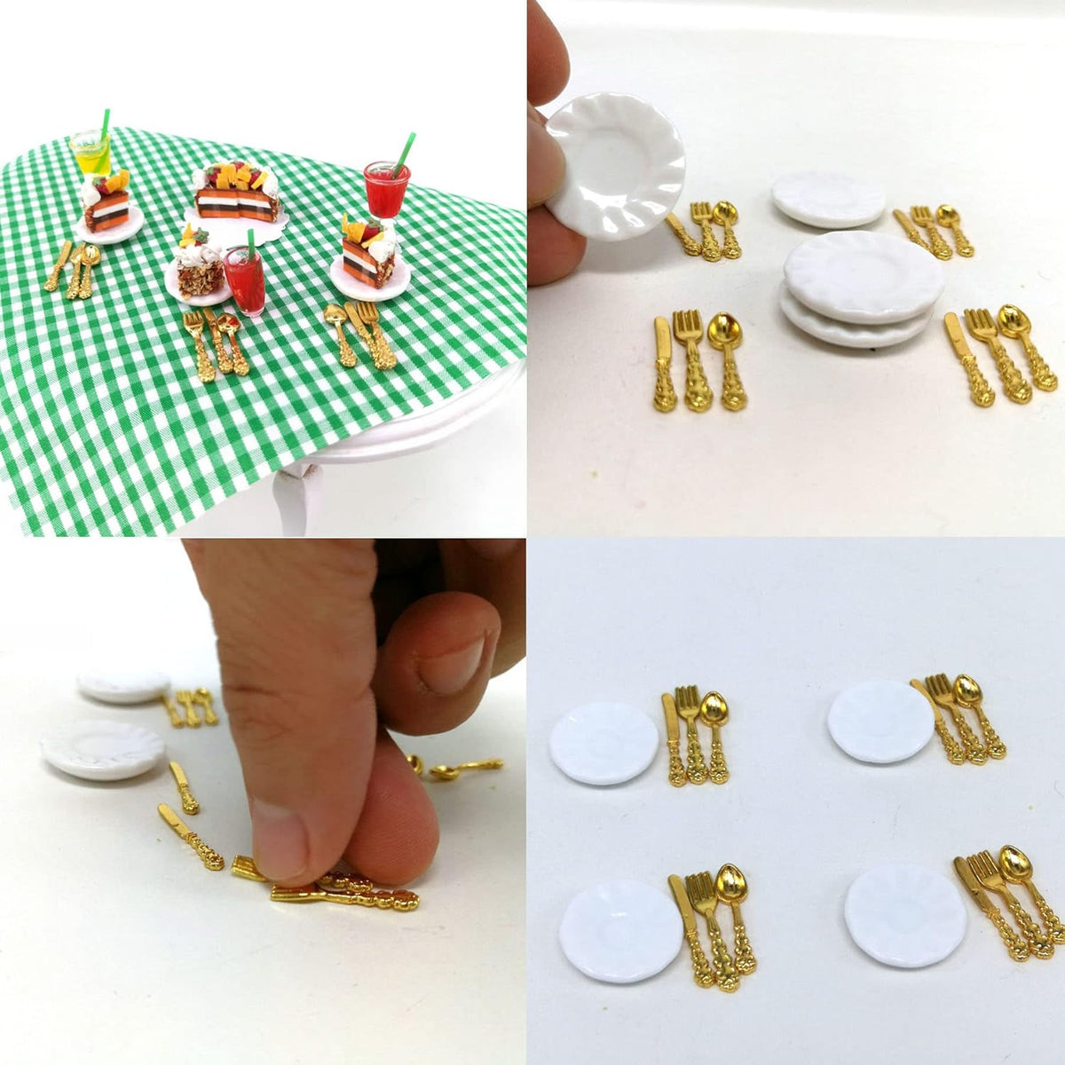Miniature Kitchen Cookware Accessories Mini Pot Dish Knife Fork Q518