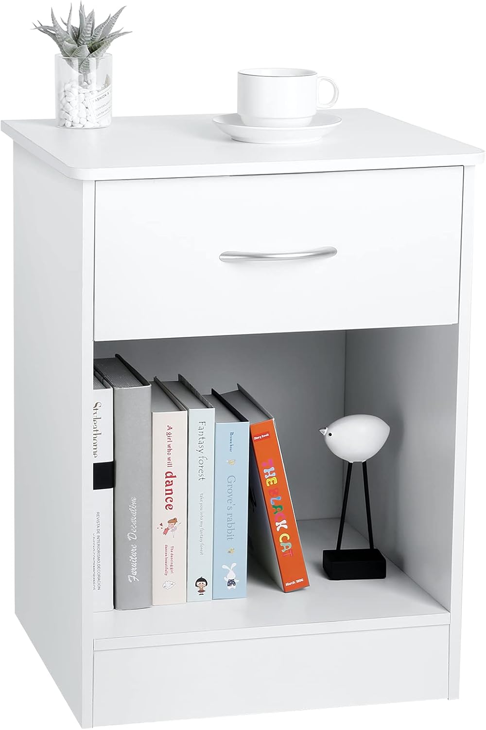 White Nightstand with Drawer M104