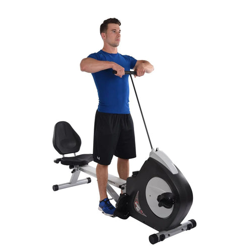 2 in 1 Recumbent Exercise Bike and Rower Machine with Magnetic Resistance S152665