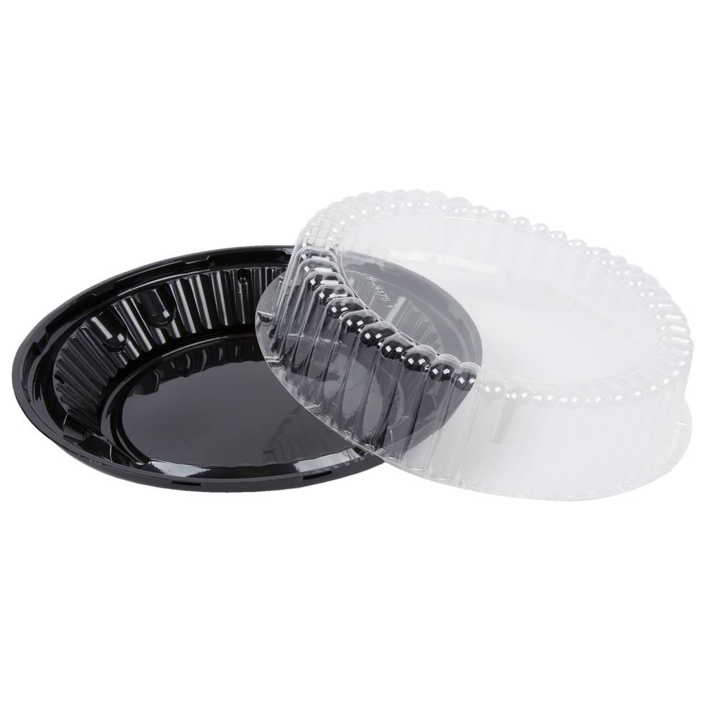 9x22 Black Pie Container with Clear High Dome Lid W29100