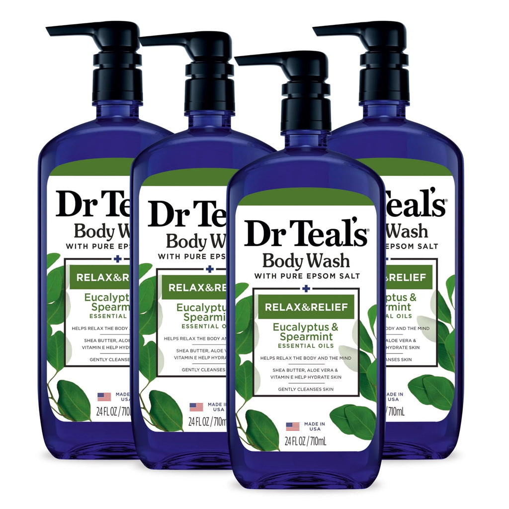 Body Wash with Pure Epsom Salt, Eucalyptus & Spearmint, 24 Fl Oz (Pack of 4) M26094