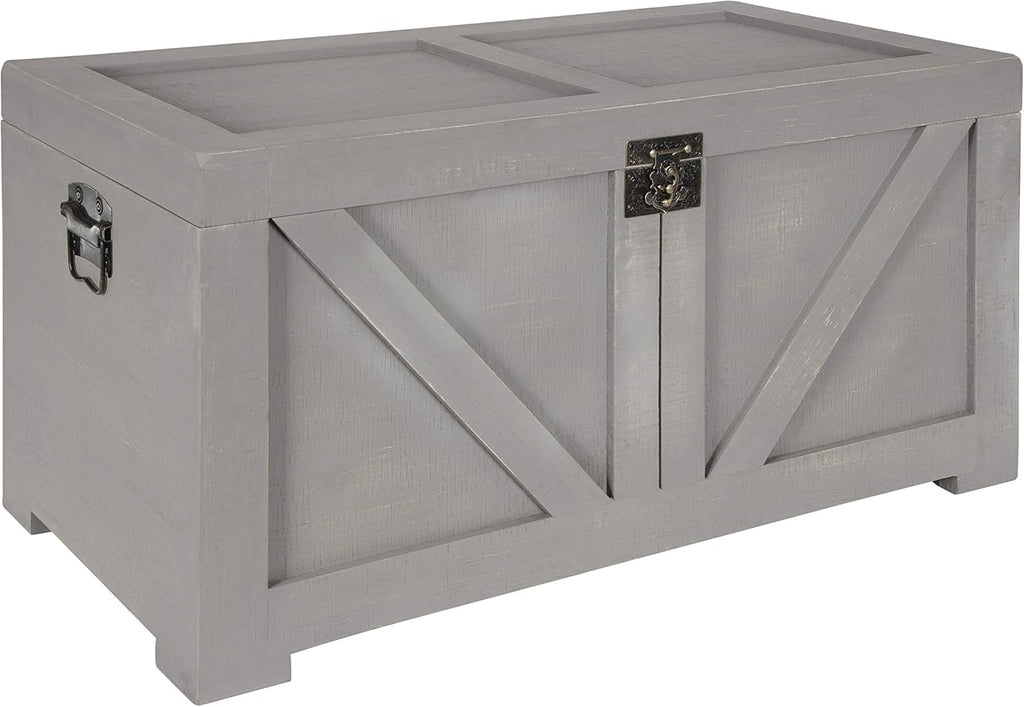 Small Gray Wooden Storage Chest Q566