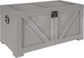 Small Gray Wooden Storage Chest Q566