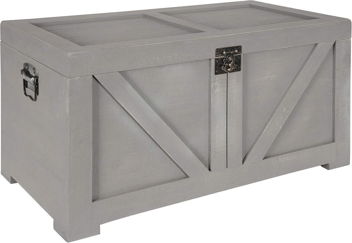 Small Gray Wooden Storage Chest Q566