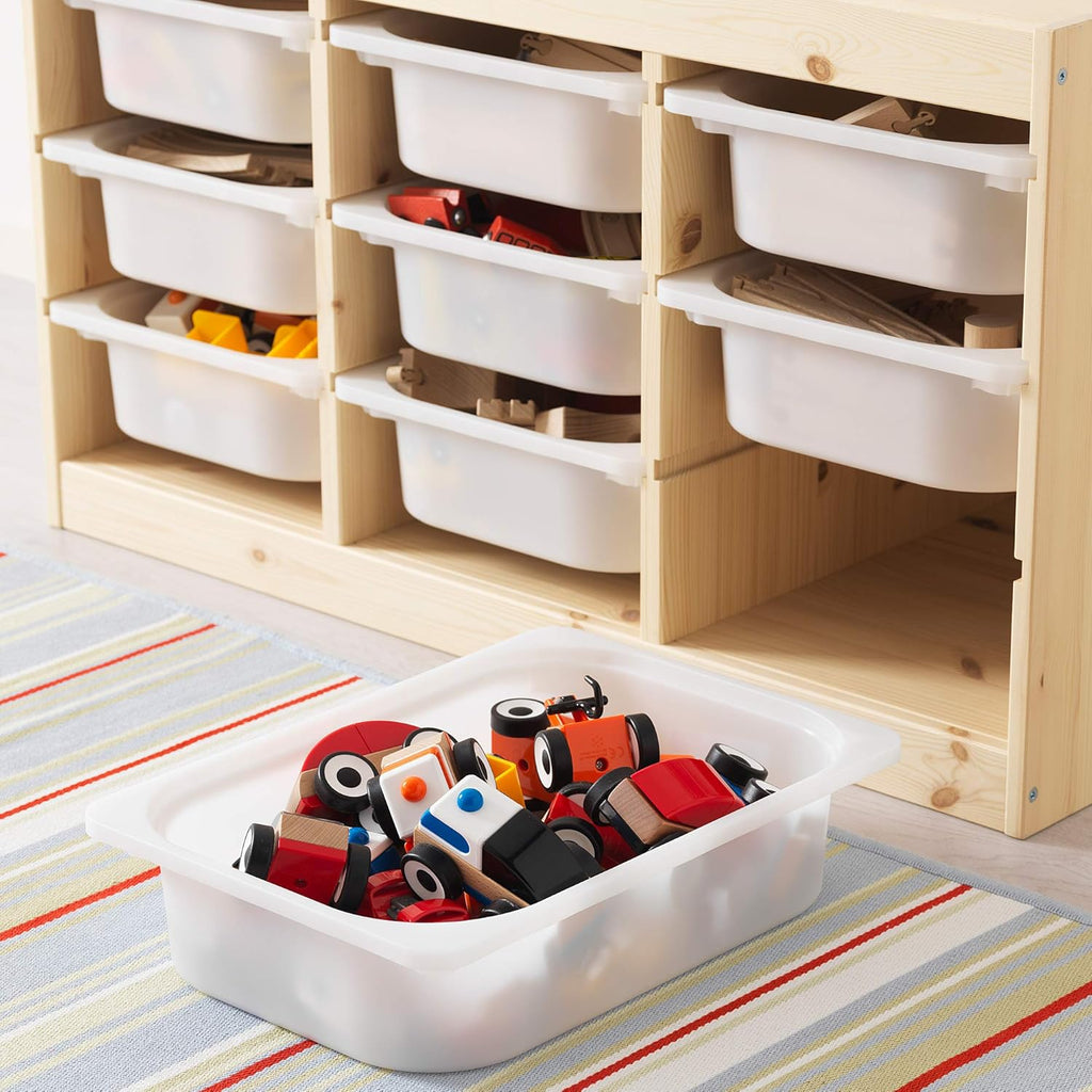 Light white stained pine storage combination with boxes, 93x44x52 cm C8020