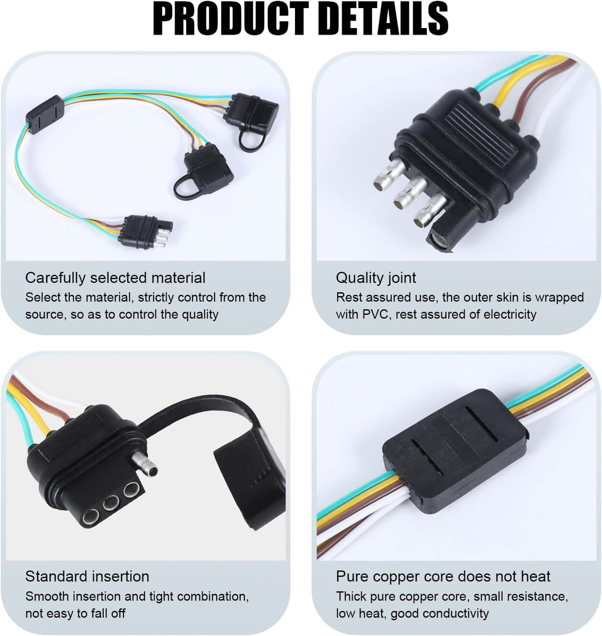 17.7" 4 Pin Flat Plug Y-Type Splitter Wiring Harness with Dust Cover G14646