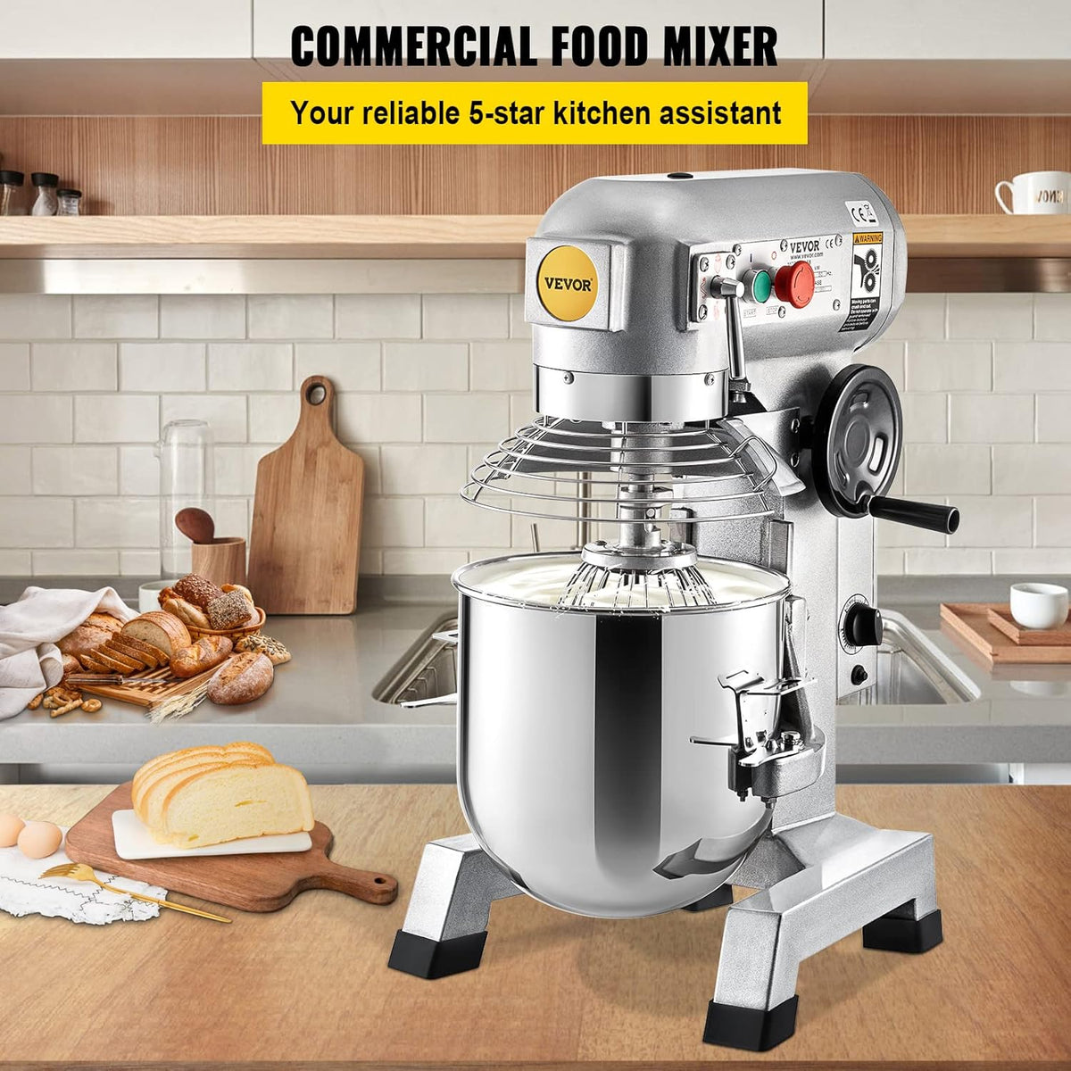 Commercial Food Mixer 10Qt Stainless Steel Bowl 450W 3 Speeds T198