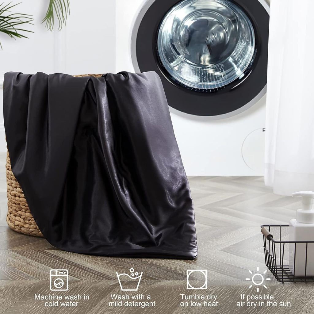 Black Cooling Satin Throw Blanket (90'' x 90'') N475967