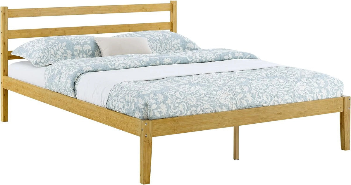 Natural Bamboo Queen Platform Bed Frame With Headboard Y583440